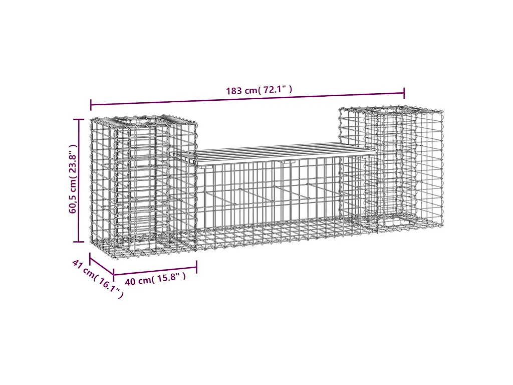 Panca Giardino Design Gabbione 183x41x60,5 cm Massello Douglas