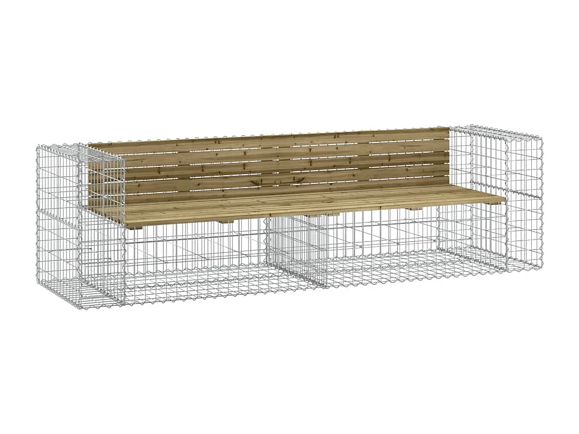Panca da Giardino Design Gabbione 244x71x65,5cm Pino Impregnato