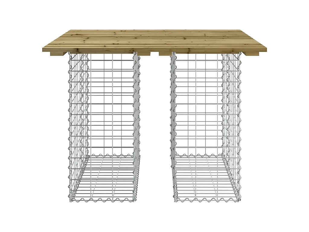 Tavolo da giardino in gabbione design 100x102x72 cm in legno di pino impregnato