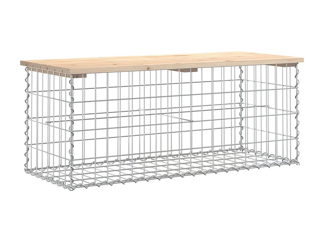 Gartenbank aus Gabionen 103x44x42 cm Massivholz Kiefer