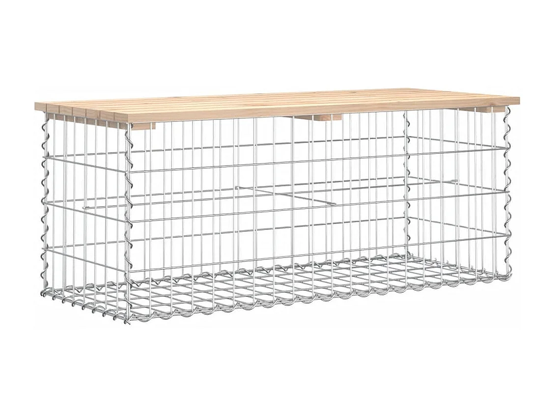Gartenbank aus Gabionen 103x44x42 cm Massivholz Kiefer