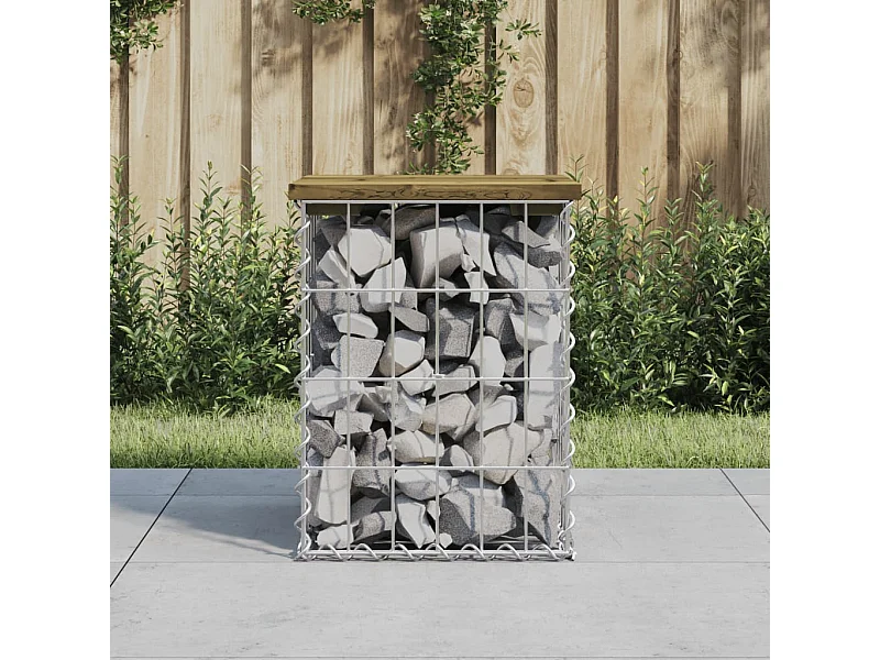 Gartenbank aus Gabionen 33x31x42 cm Kiefernholz Imprägniert