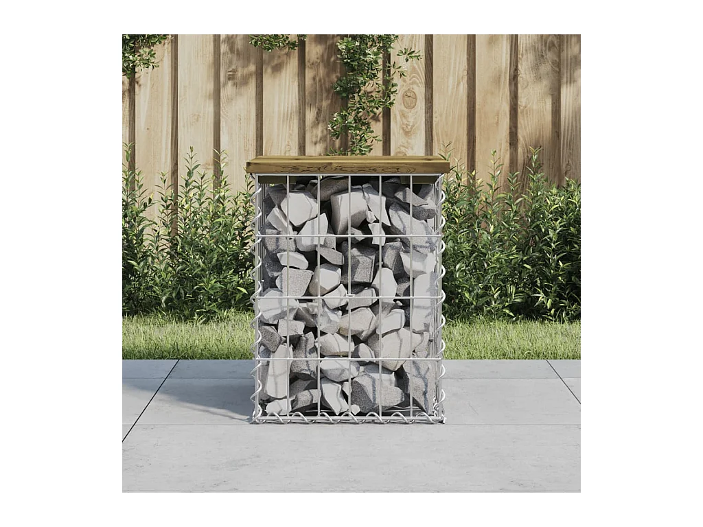 Gartenbank aus Gabionen 33x31x42 cm Kiefernholz Imprägniert