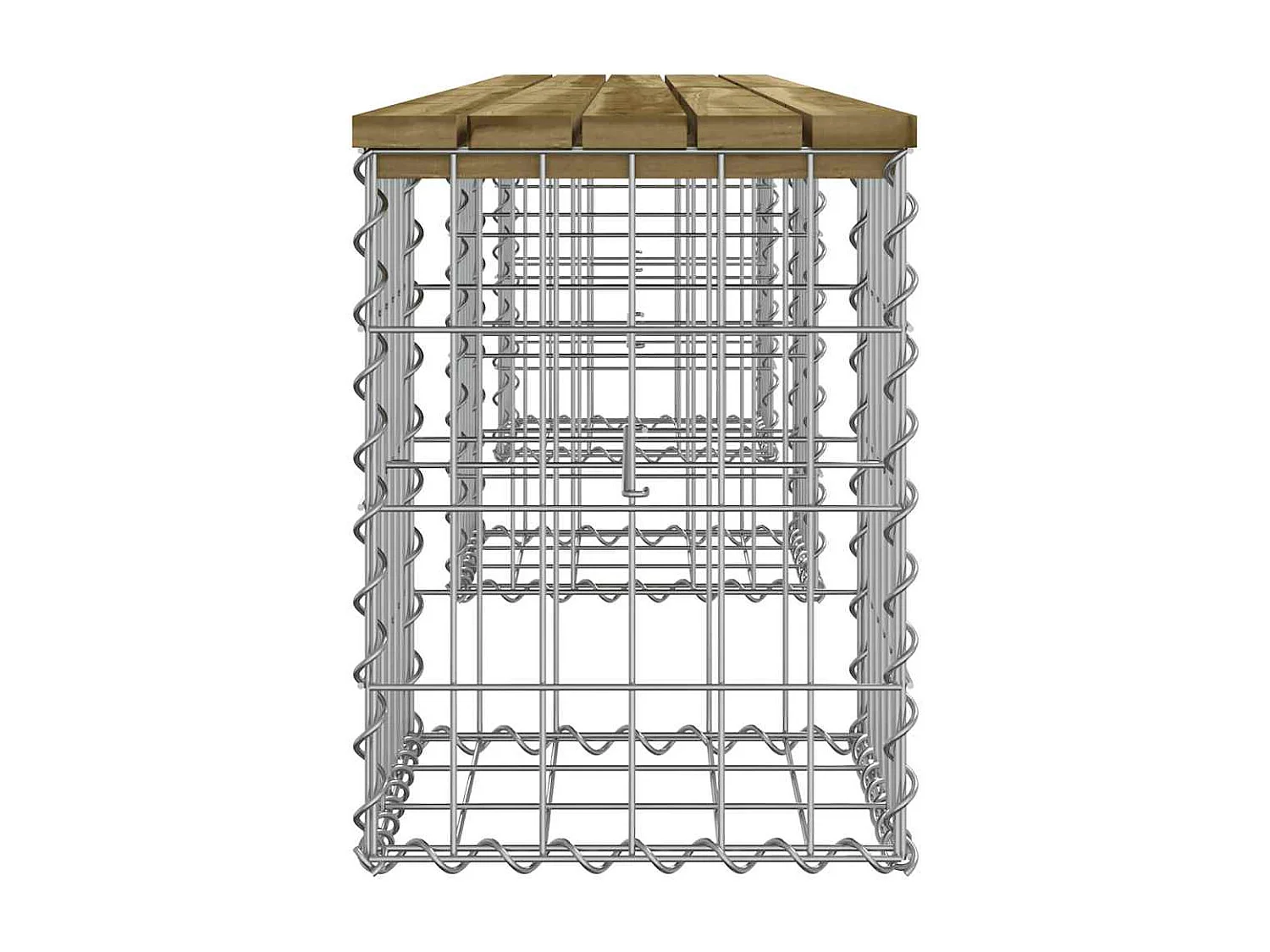 Gartenbank aus Gabionen 203x31x42 cm Kiefernholz Imprägniert
