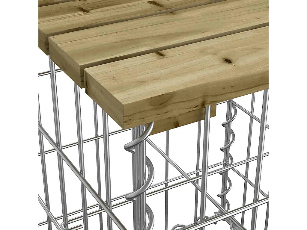 Gartenbank aus Gabionen 203x31x42 cm Kiefernholz Imprägniert