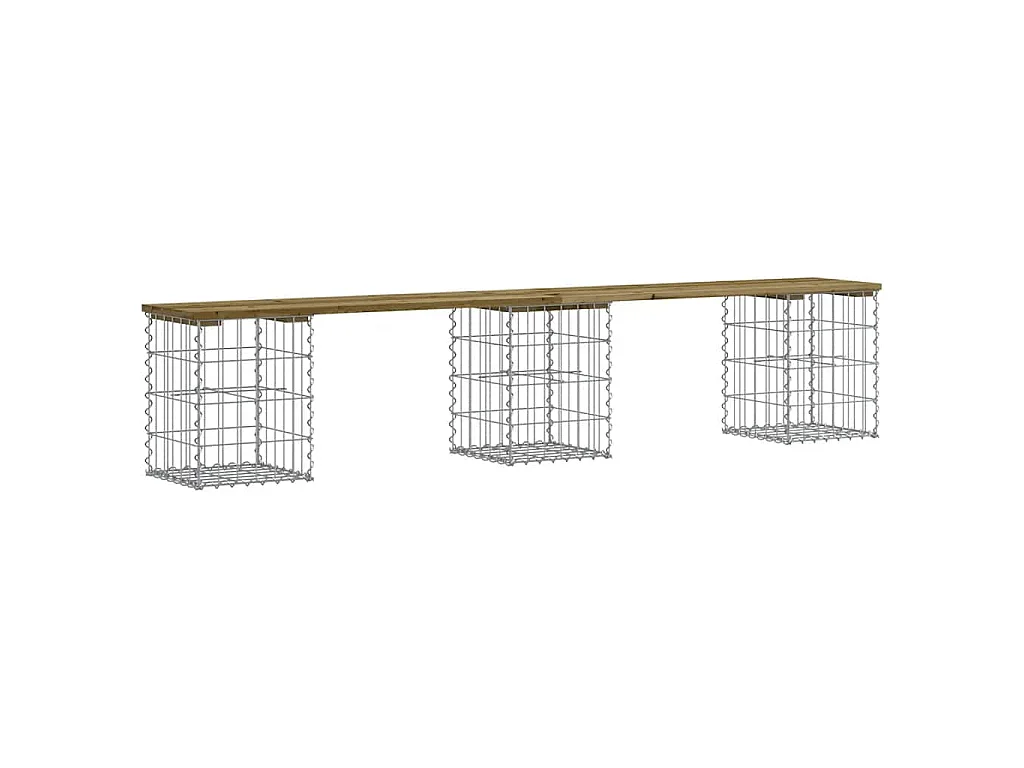 Panca da Giardino Design Gabbione 203x31x42 cm Pino Impregnato