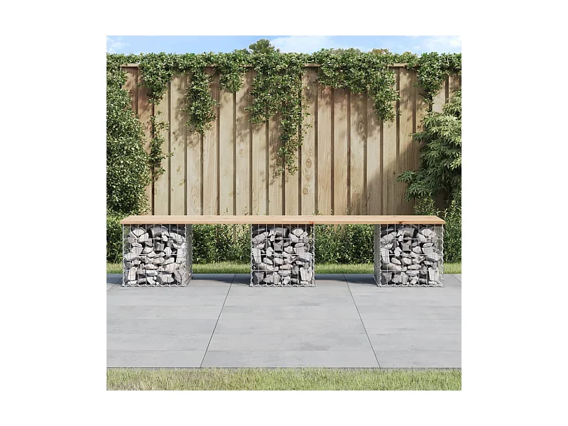Banc de jardin design de gabion 203x44x42 cm bois massif de pin