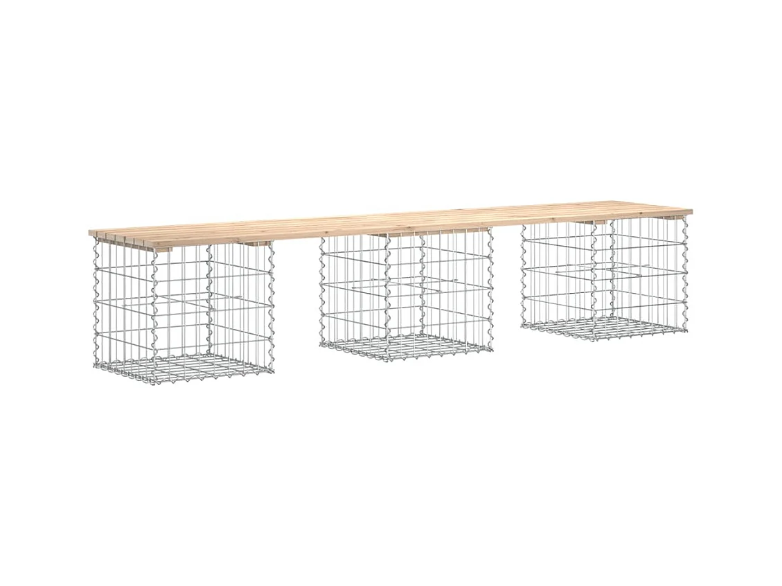 Gartenbank aus Gabionen 203x44x42 cm Massivholz Kiefer