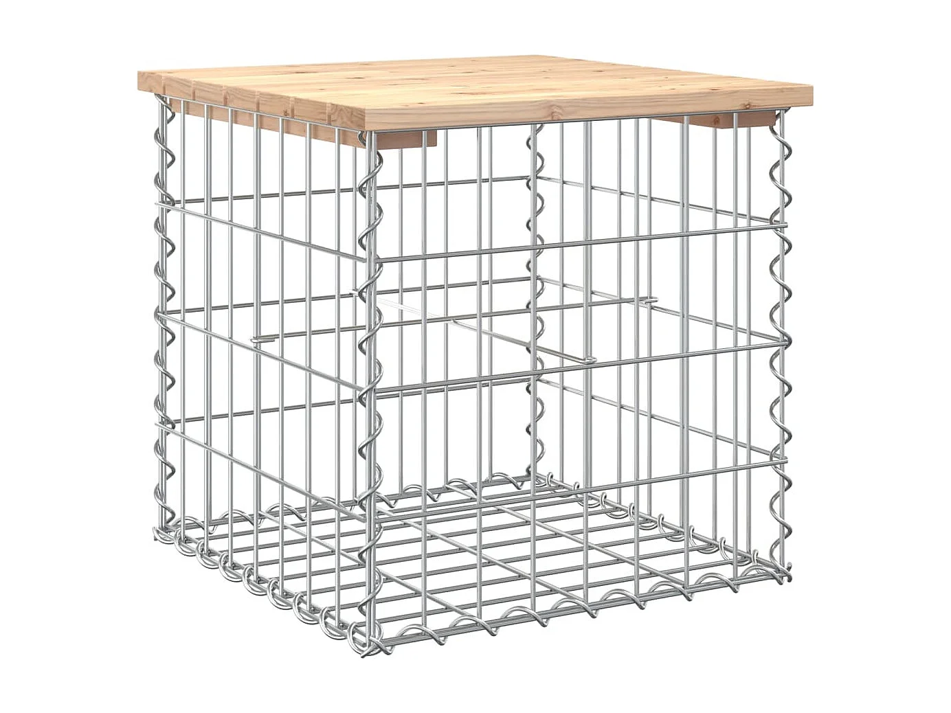 Gartenbank aus Gabionen 43x44x42 cm Massivholz Kiefer