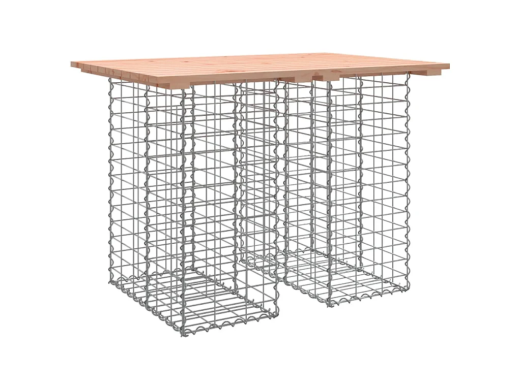 Mesa de jardim com design de gabião 100x70x72 cm, madeira maciça Douglas