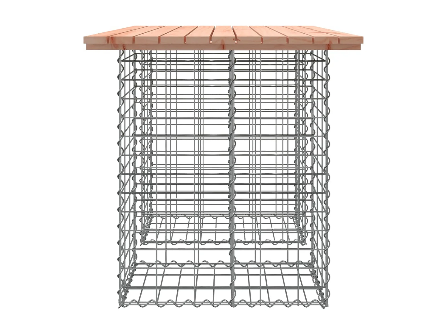 Mesa de jardim com design de gabião 100x70x72 cm, madeira maciça Douglas
