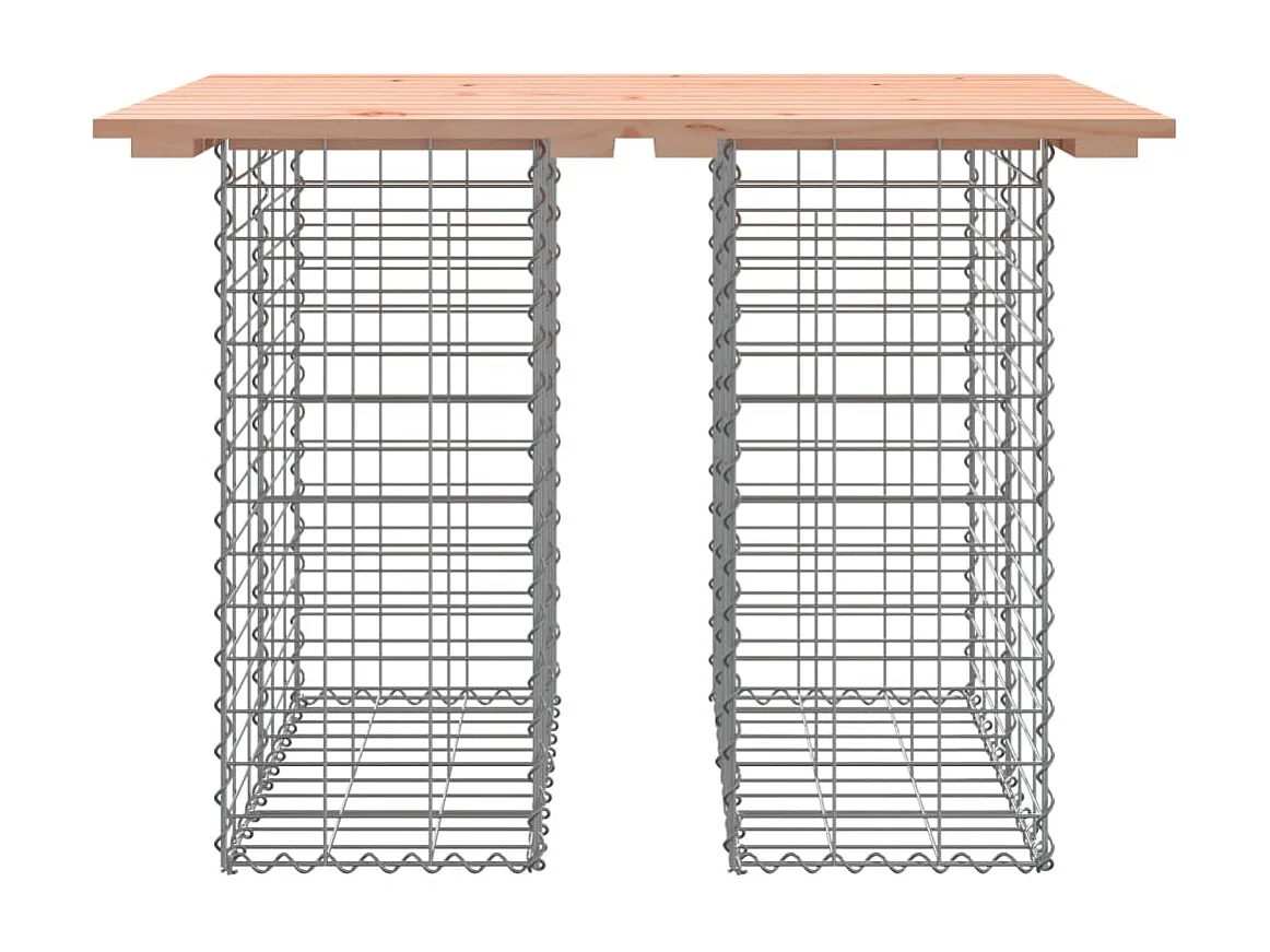 Mesa de jardim com design de gabião 100x70x72 cm, madeira maciça Douglas