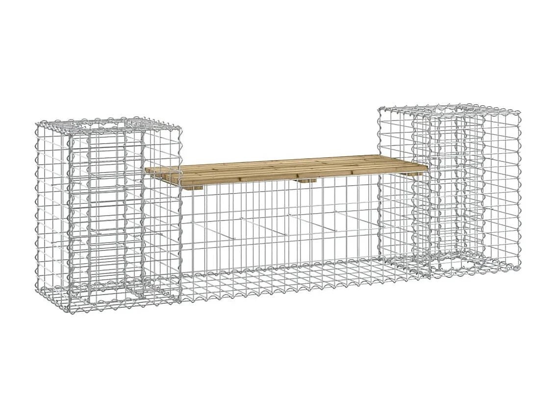 Banc de jardin design gabion 183x41x60,5cm bois de pin imprégné
