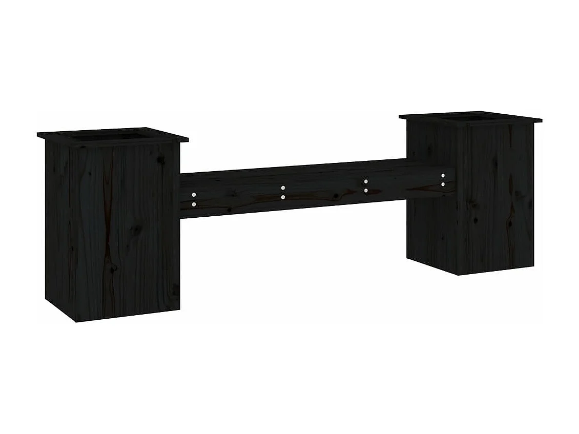 Gartenbank mit Pflanzkübeln Schwarz Massivholz Kiefer