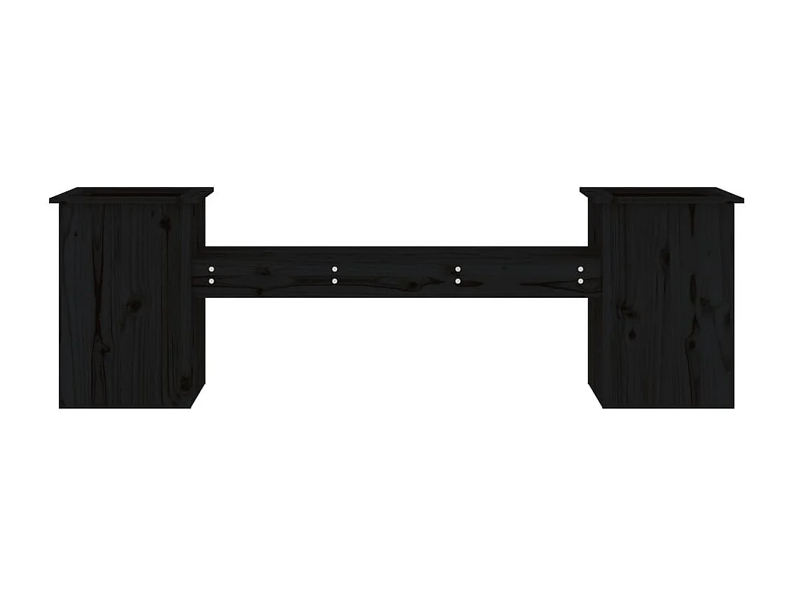 Gartenbank mit Pflanzkübeln Schwarz Massivholz Kiefer