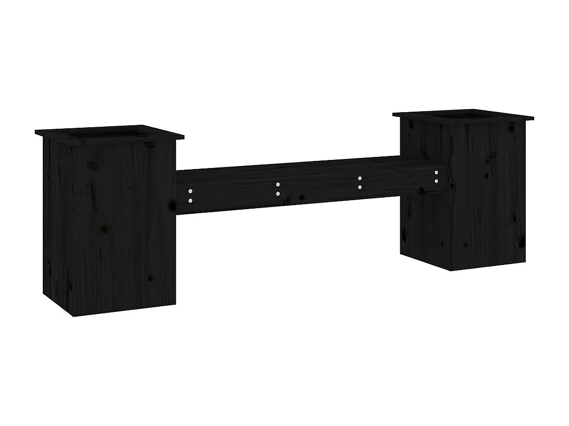 Gartenbank mit Pflanzkübeln Schwarz Massivholz Kiefer