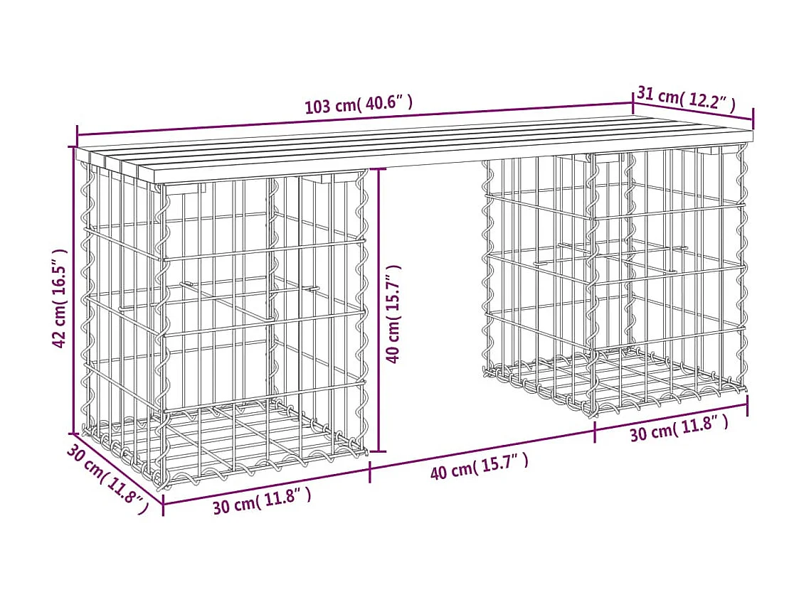 Tuinbank Schanskorfontwerp 103x31x42 cm massief grenenhout