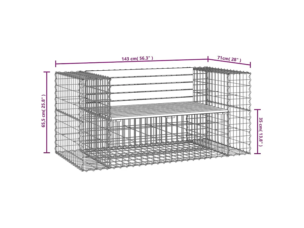 Tuinbank schanskorfontwerp 143x71x65,5 cm geïmpregneerd hout