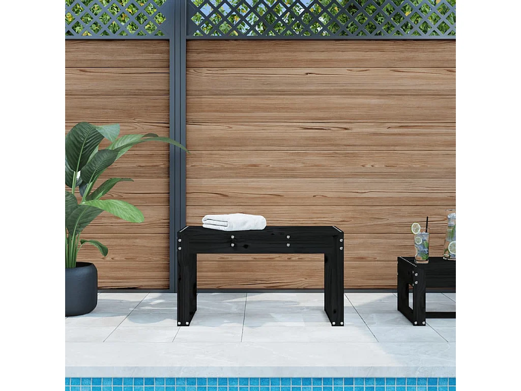 Tuinbank 80x38x45 cm massief grenenhout zwart
