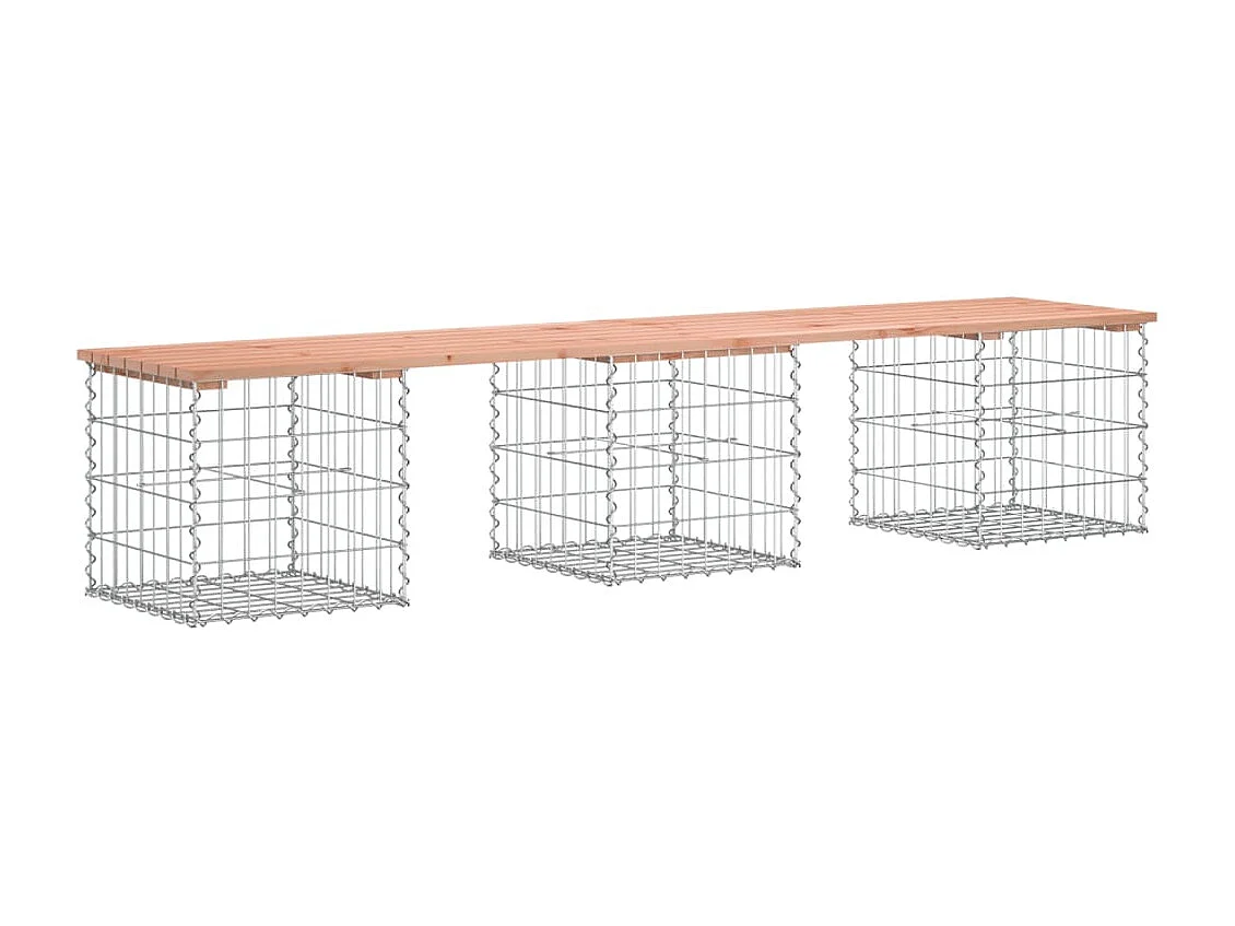 Gartenbank aus Gabionen 203x44x42 cm Massivholz Douglasie