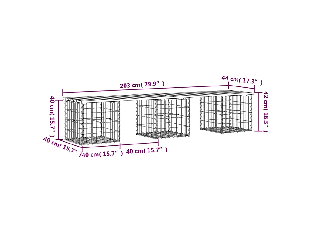 Tuinbank schanskorfontwerp 203x44x42 cm massief douglashout