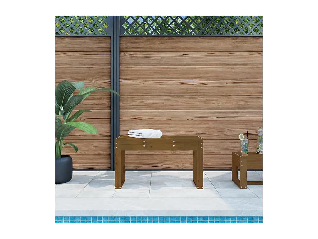 Banc de jardin marron miel 80x38x45 cm bois de pin massif