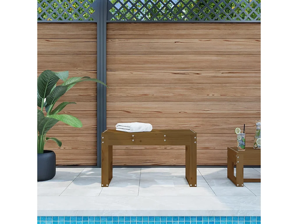 Banc de jardin marron miel 80x38x45 cm bois de pin massif