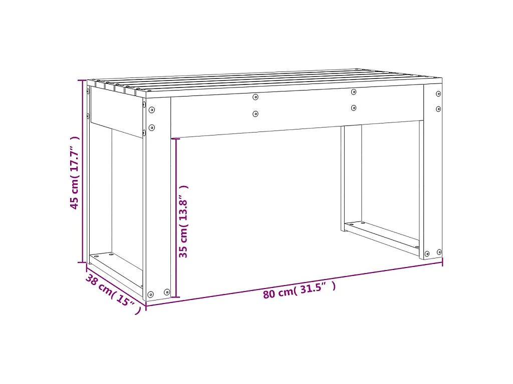 Banc de jardin marron miel 80x38x45 cm bois de pin massif