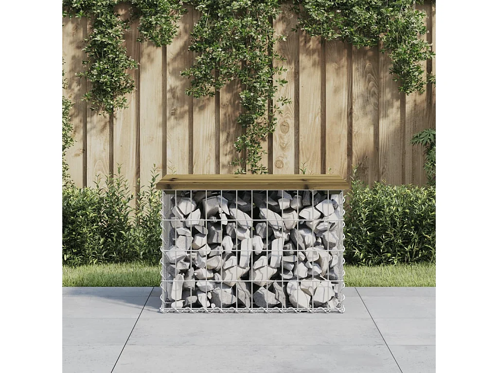 Gartenbank aus Gabionen 63x44x42 cm Kiefernholz Imprägniert