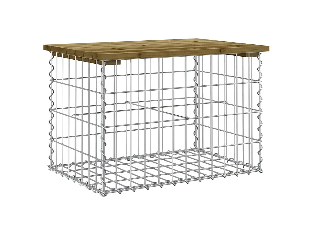 Panca da Giardino Design Gabbione 63x44x42 cm Pino Impregnato