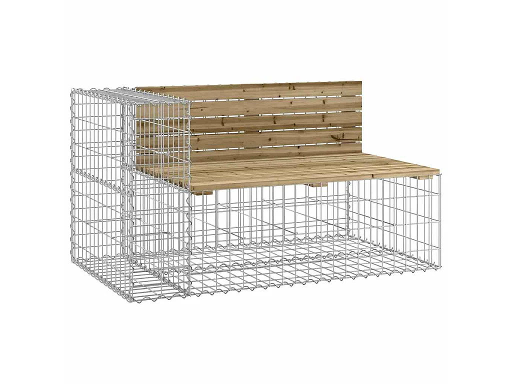 Gartenbank aus Gabionen 122x71x65,5 cm Kiefernholz Imprägniert