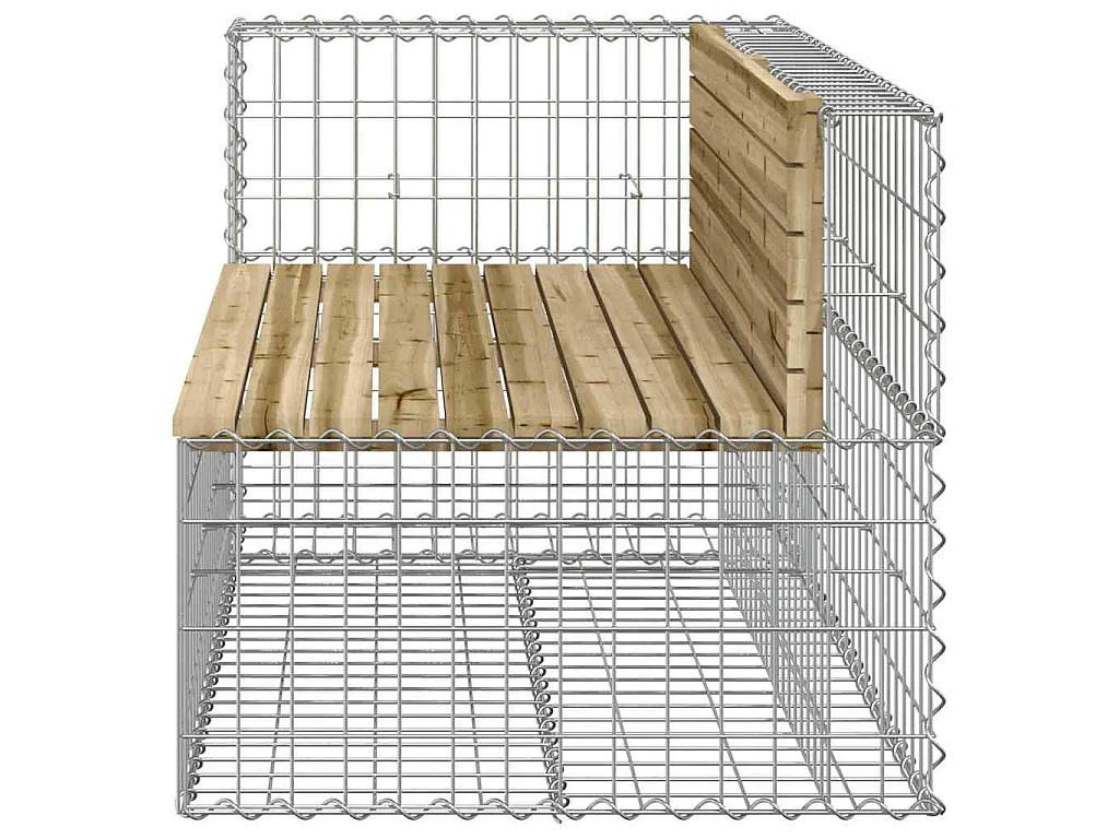 Gartenbank aus Gabionen 122x71x65,5 cm Kiefernholz Imprägniert