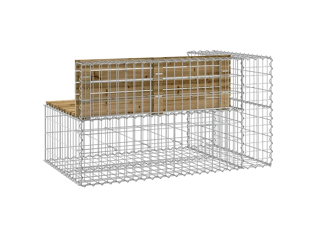 Gartenbank aus Gabionen 122x71x65,5 cm Kiefernholz Imprägniert