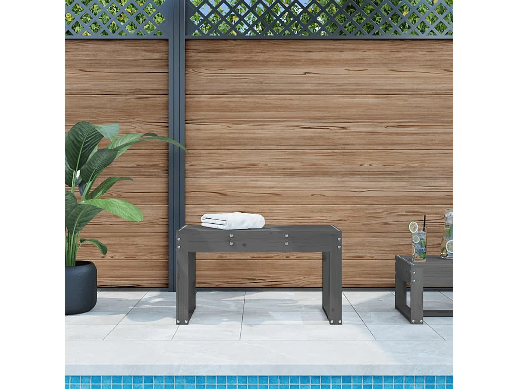 Gartenbank Grau 80x38x45 cm Massivholz Kiefer