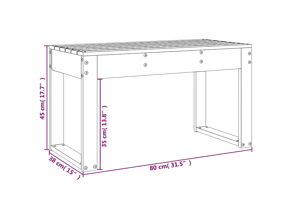 Banc de jardin gris 80x38x45 cm bois massif de pin