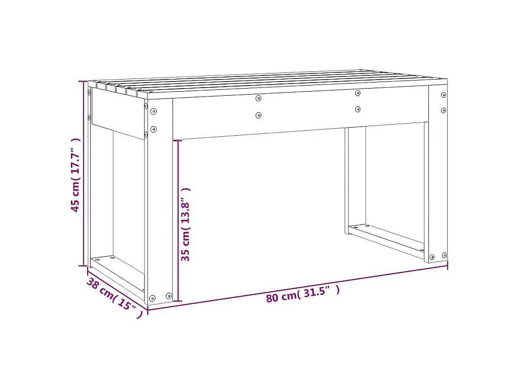 Gartenbank Grau 80x38x45 cm Massivholz Kiefer