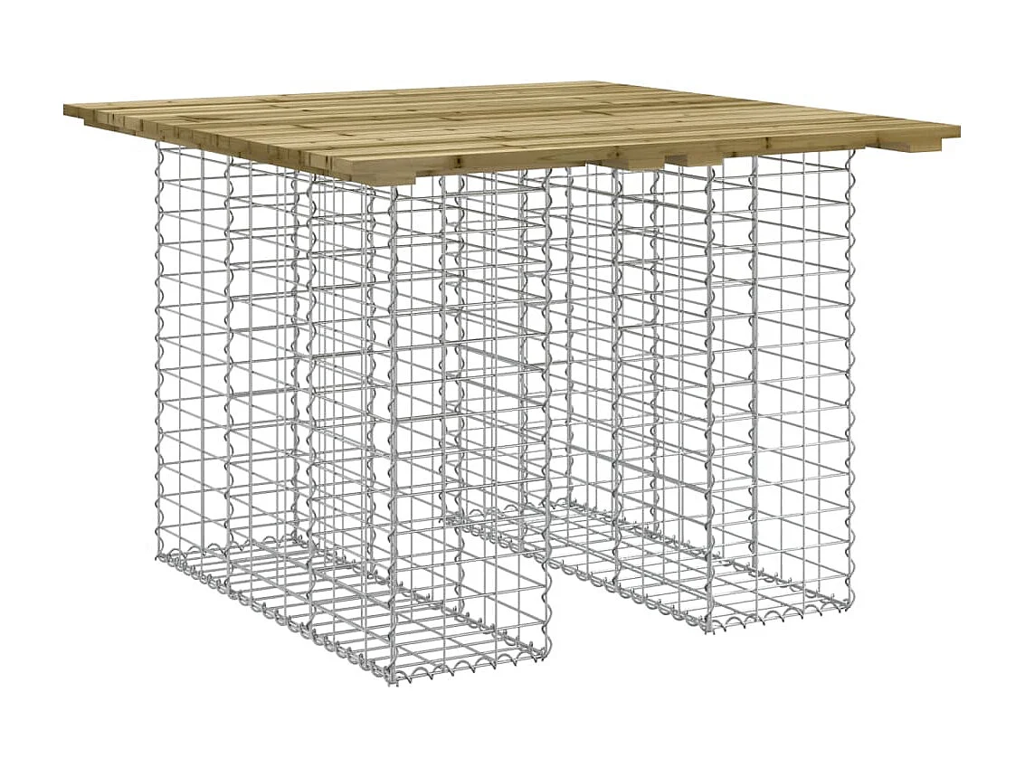 Tavolo da giardino in gabbione design 100x102x72 cm in legno di pino impregnato