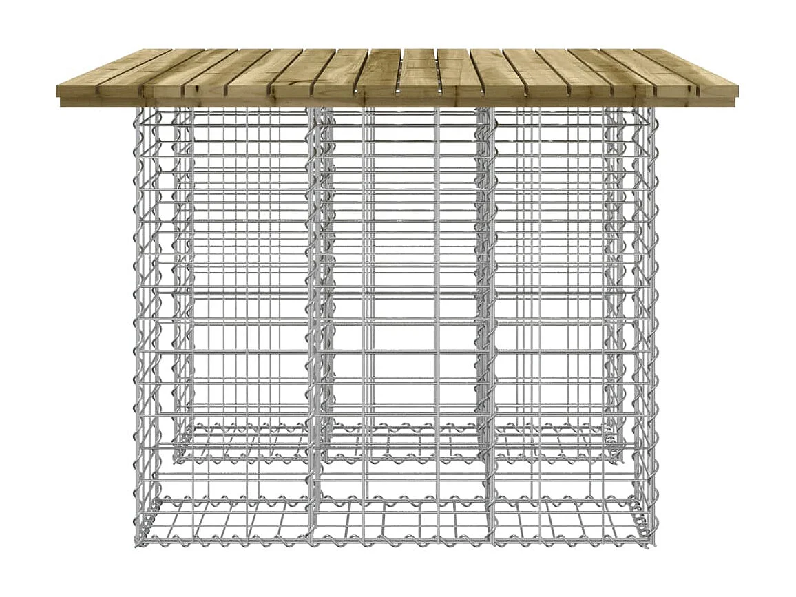 Tavolo da giardino in gabbione design 100x102x72 cm in legno di pino impregnato