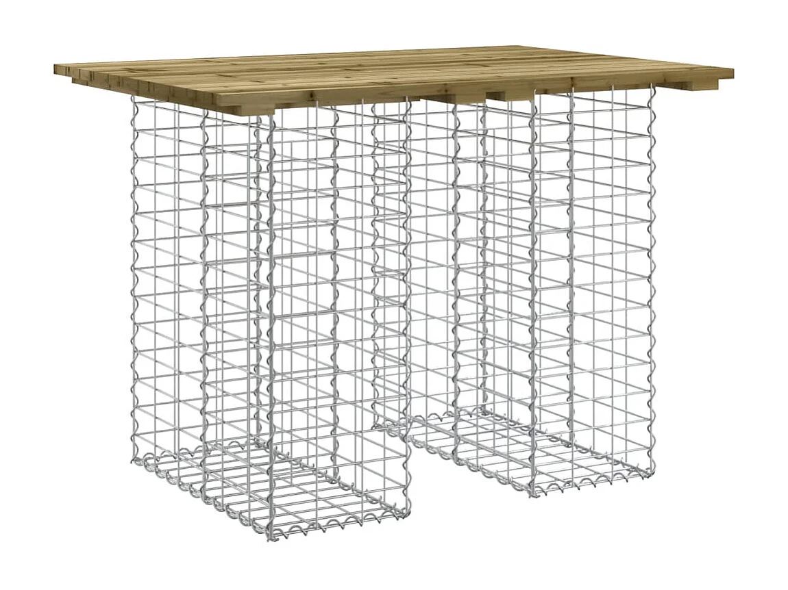 Gartentisch aus Gabionen 100x70x72 cm Kiefernholz Imprägniert