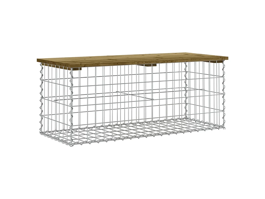 Panca da Giardino Design Gabbione 103x44x42 cm Pino Impregnato