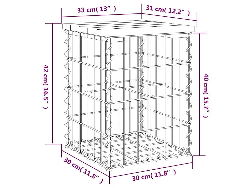 Tuinbank schanskorfontwerp 33x31x42 cm massief grenenhout