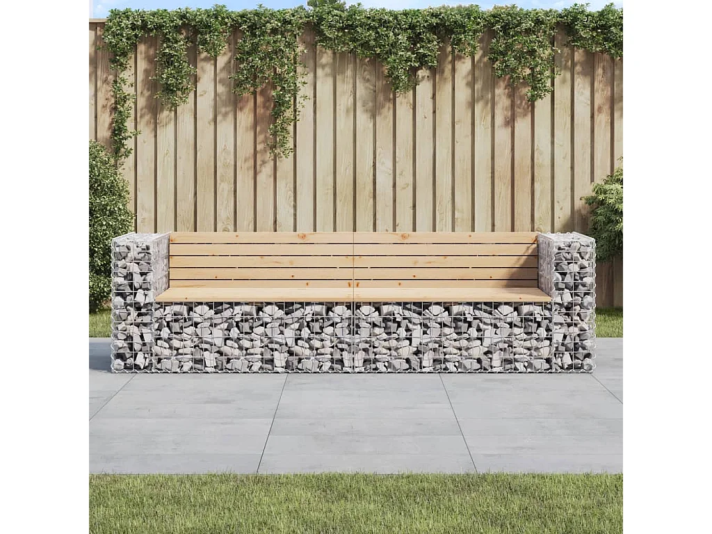 Panca Giardino Design Gabbione 244x71x65,5 cm Massello di Pino