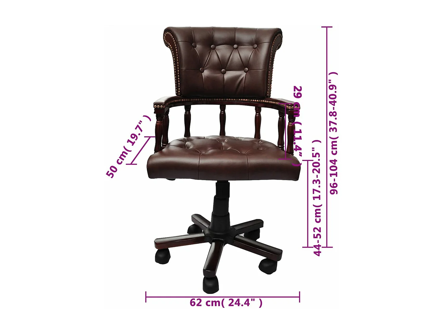 Chaise de bureau pivotante Marron