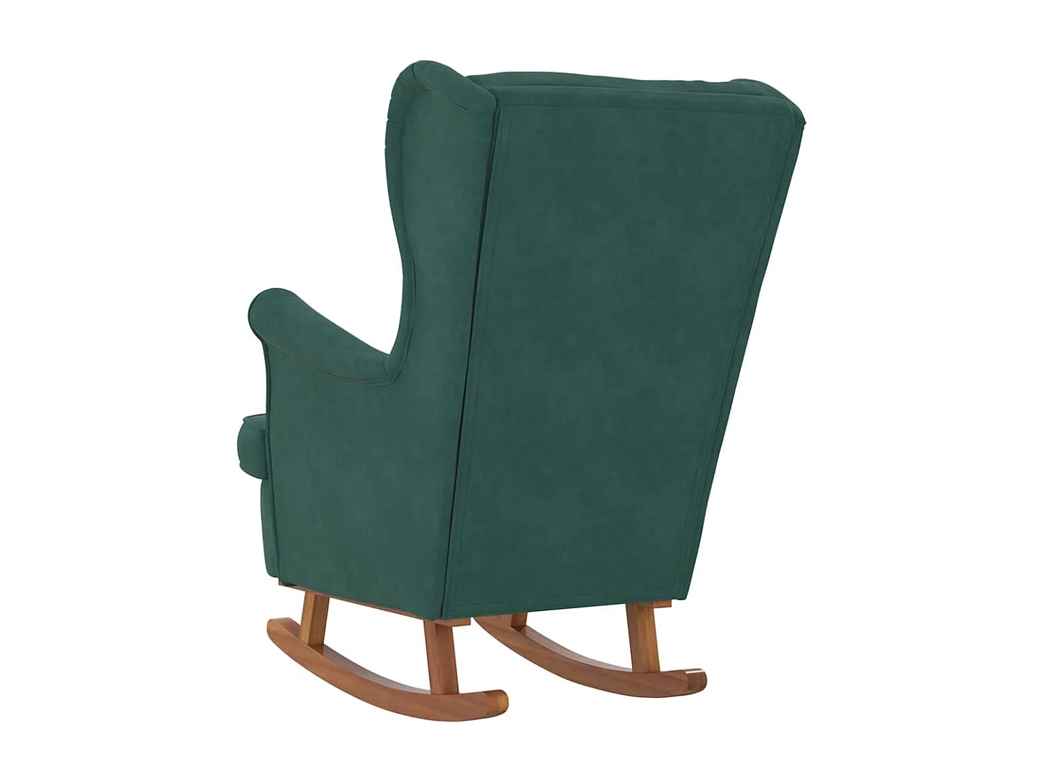 Fauteuil à bascule à oreilles en velours vert foncé bois massif