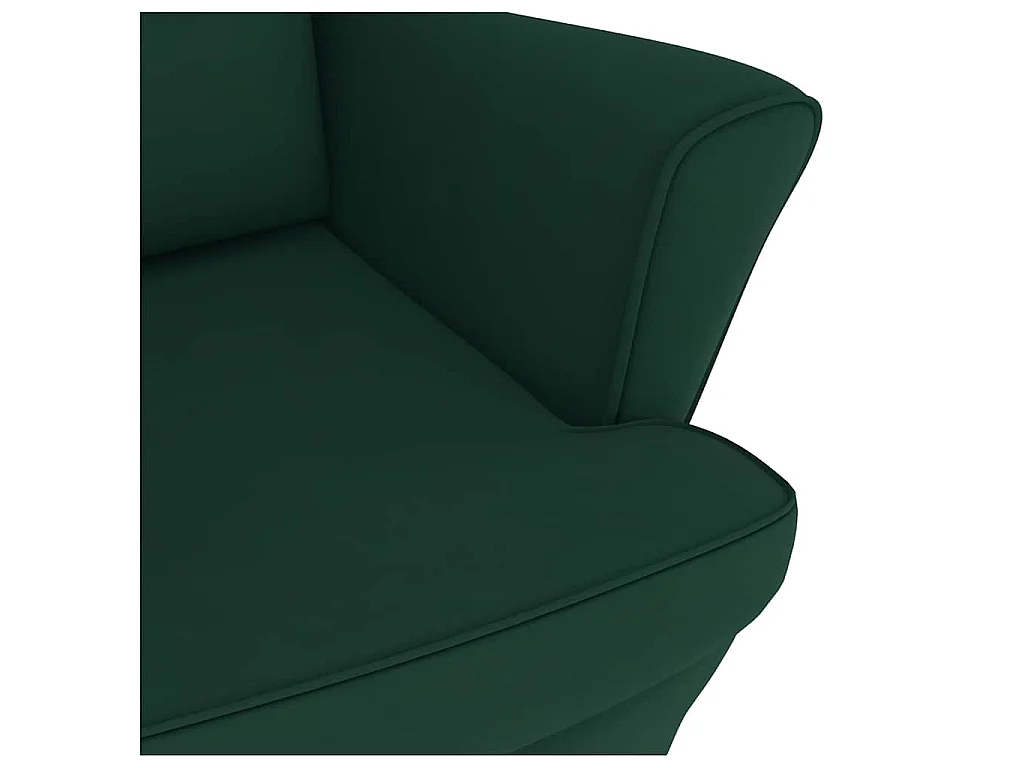 Fauteuil à bascule à oreilles en velours vert foncé bois massif