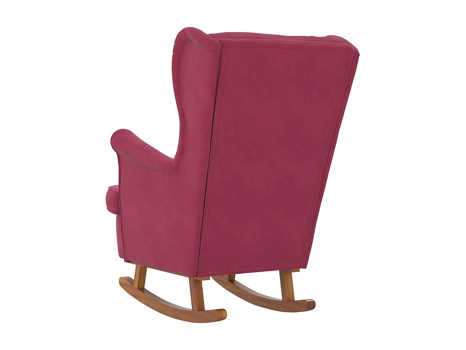 Fauteuil à bascule à oreilles en velours rouge vin bois massif