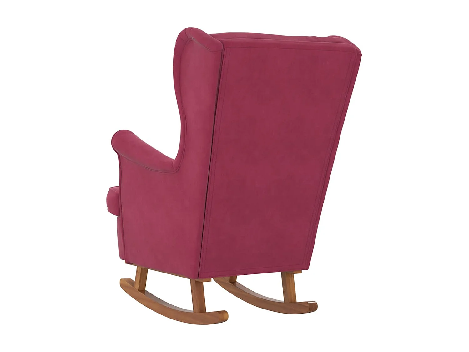 Fauteuil à bascule à oreilles en velours rouge vin bois massif