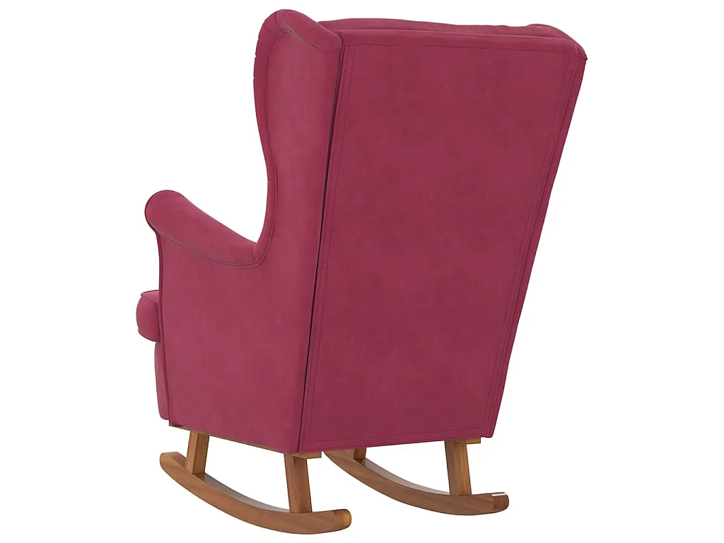 Schommelstoel met oorleuning wijnrood fluweel massief hout