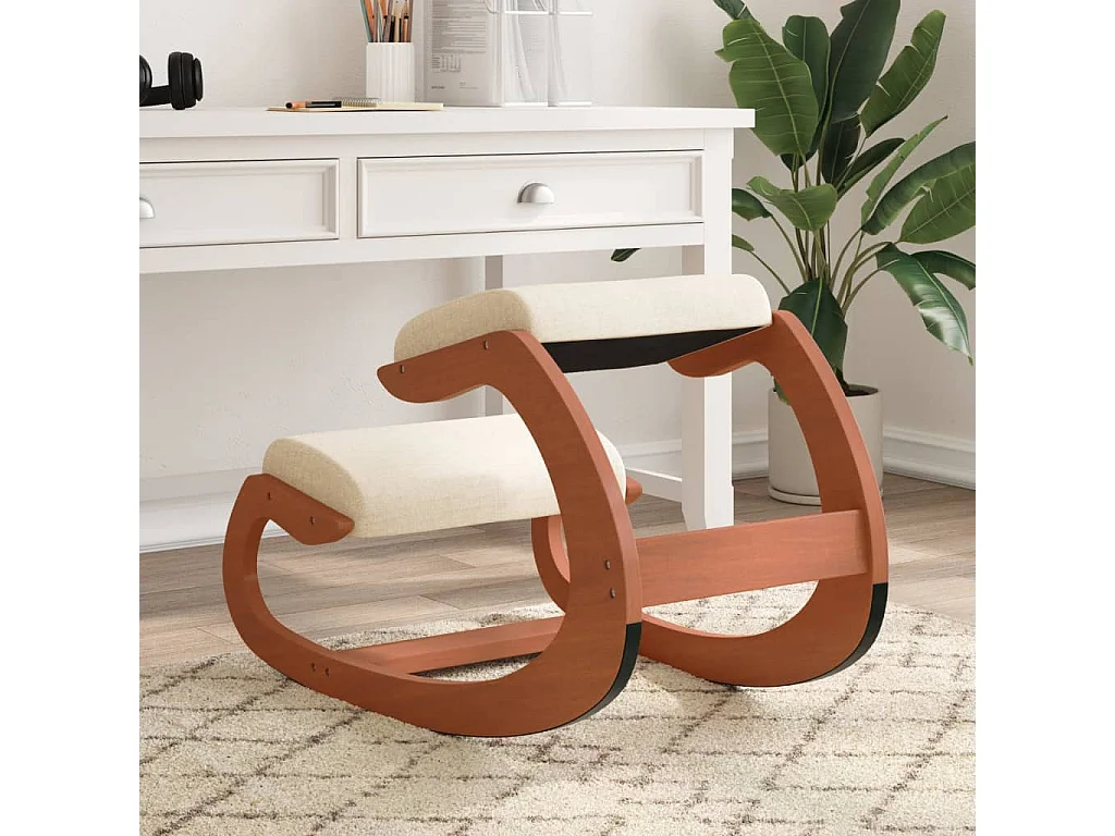 Chaise assis-genoux crème 55x84x55 cm contreplaqué de bouleau