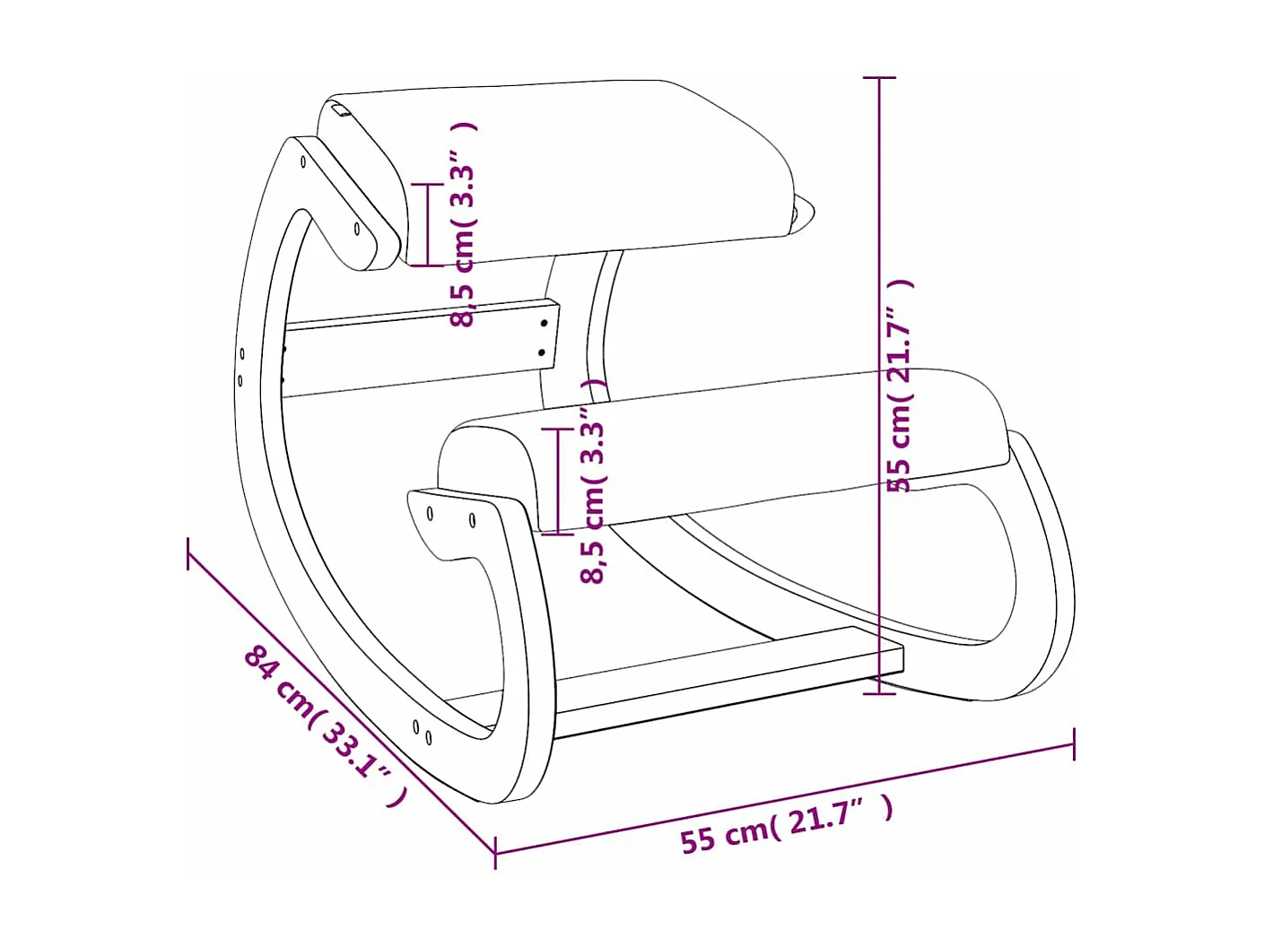 Chaise assis-genoux crème 55x84x55 cm contreplaqué de bouleau